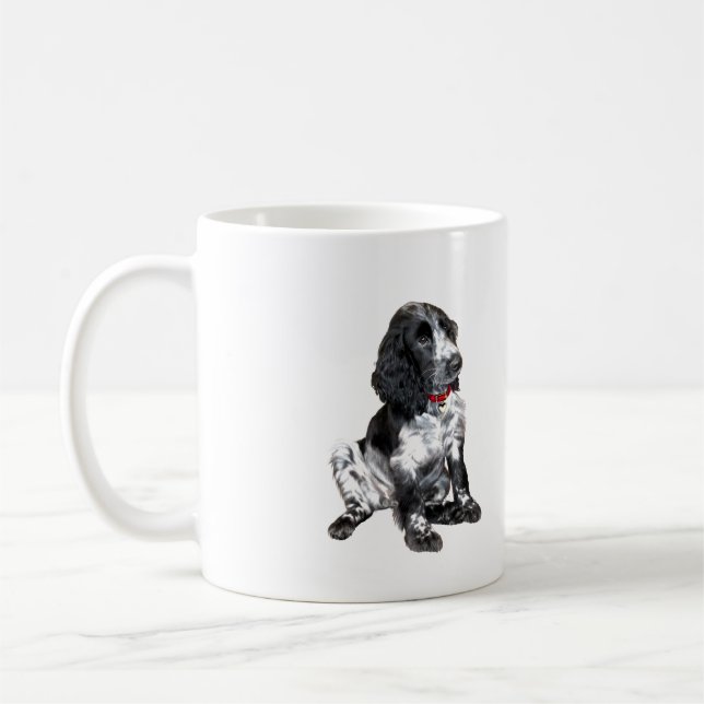 Caneca De Café Filhote de English Springer Spaniel - preto e bran (Esquerda)