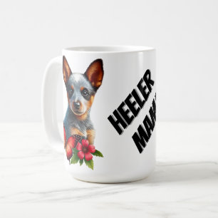 Caneca De Café Filhote de Heeler Fofo Com Borboleta e Flor 