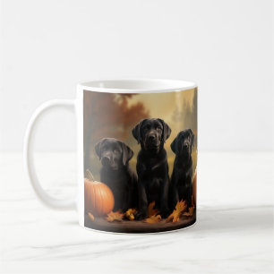 Caneca De Café Filhote de Labrador Delícia de Outono Abóbora