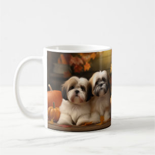 Caneca De Café Filhote de Lhasa Apso Delícia de Outono Abóbora 