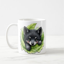Caneca De Café Filhote de lobo no verde: