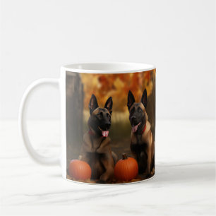 Caneca De Café Filhote de Malinoi Belga Delícia de Outono Abóbora