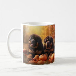 Caneca De Café Filhote de Mastim Tibetano Delícia de Outono Abóbo