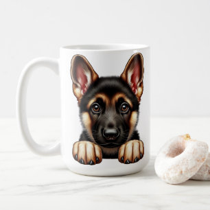 Caneca De Café Filhote de Pastor Alemão com Olhos Expressivos 