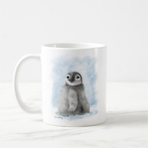 Caneca De Café Filhote de Pinguim Fofo na Neve Desenho Animado