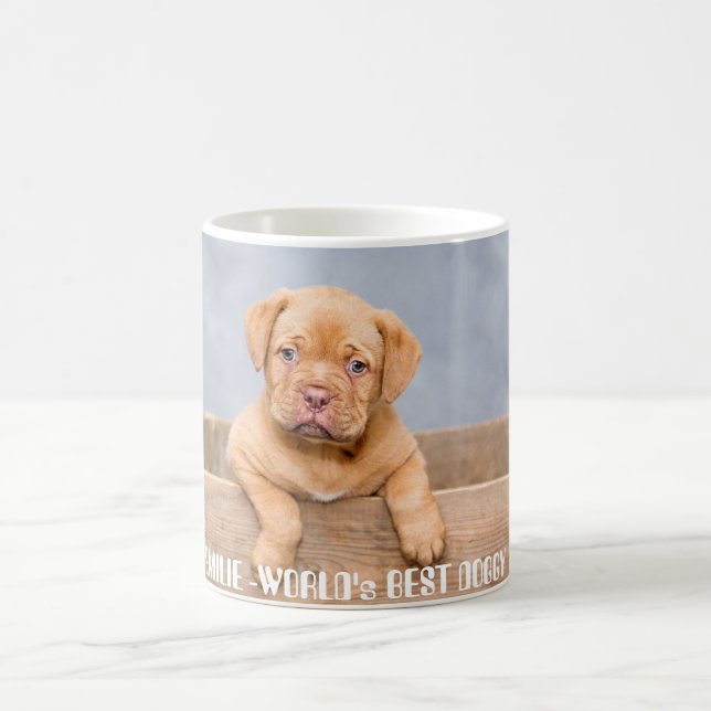 Caneca De Café Filhote de Pitbull Dourado Personalizado | Nome &  (Centro)