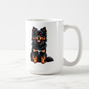 Caneca De Café Filhote de Pomerânia Preto e Castanho Fofo