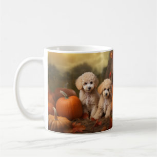 Caneca De Café Filhote de Poodle Delícia de Outono Abóbora