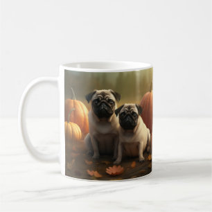 Caneca De Café Filhote de Pug Delícia de Outono Abóbora