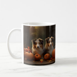 Caneca De Café Filhote de Rough Collie Outono Delícia Abóbora