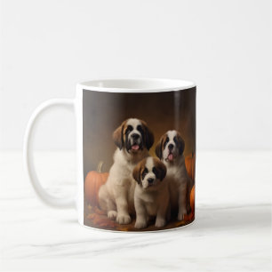 Caneca De Café Filhote de São Bernardo Delícia de Outono Abóbora