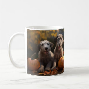 Caneca De Café Filhote de Wolfhound Delícia de Outono Abóbora