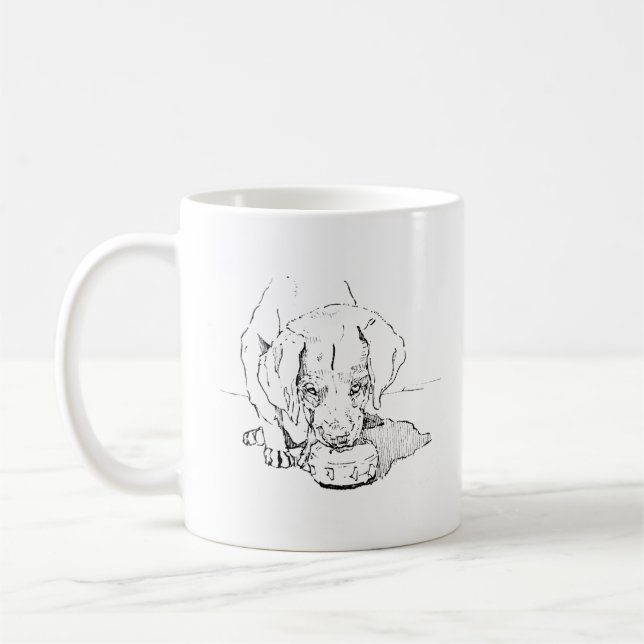 Caneca de Café Filhote Labrador, Arte de Mãe de Ca (Esquerda)