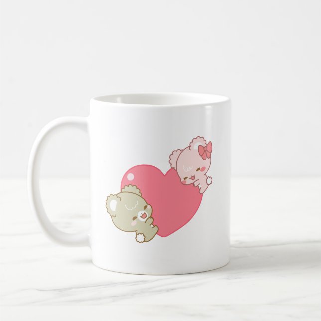 Caneca De Café filhotes de açúcar fofo abraços amor (Esquerda)