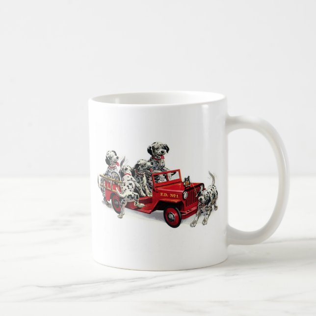 Caneca De Café Filhotes de cachorro Dalmatian com carro de (Direita)