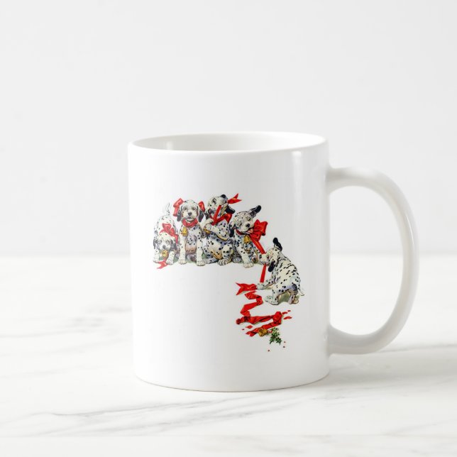 Caneca De Café Filhotes de cachorro do Dalmatian do feriado (Direita)