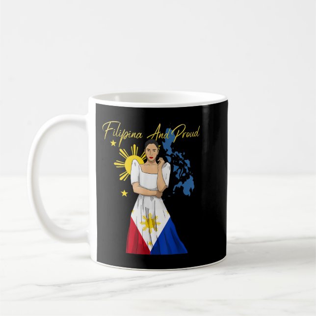 Caneca De Café Filipinas Pinay Filipina Pride Islands Flag Girl (Esquerda)