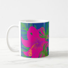 Caneca De Café Filodendro Hibisco Tropical