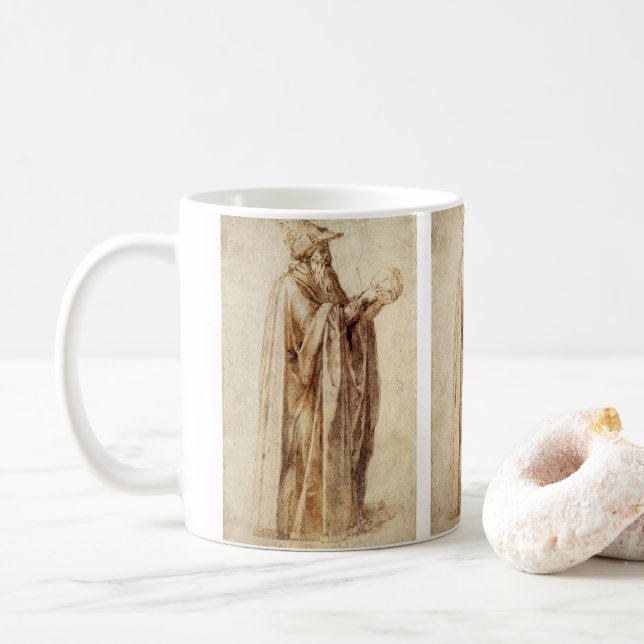 Caneca De Café Filósofo Grego com Crânio Humano por Michelangelo (Com Donut)