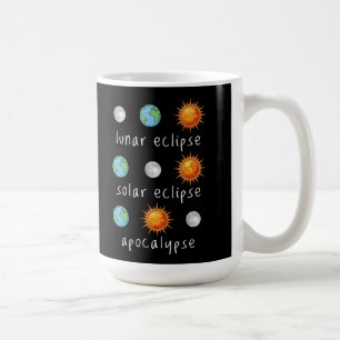 Caneca De Café Fim do Mundo Divertido Eclipse Lunar Solar