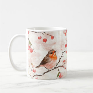 Caneca De Café Finalidade de Aquarela em uma Árvore e Berries de