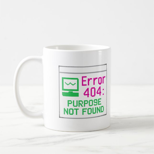 Caneca De Café Finalidade Não Encontrada | Tech Humor Mug - Erro  (Esquerda)