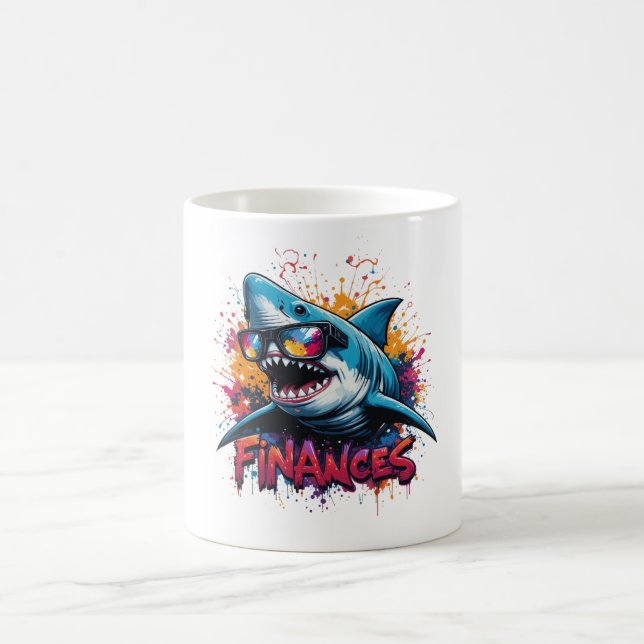 Caneca De Café Finance Shark Mug - engraçada Design de desenho an (Centro)