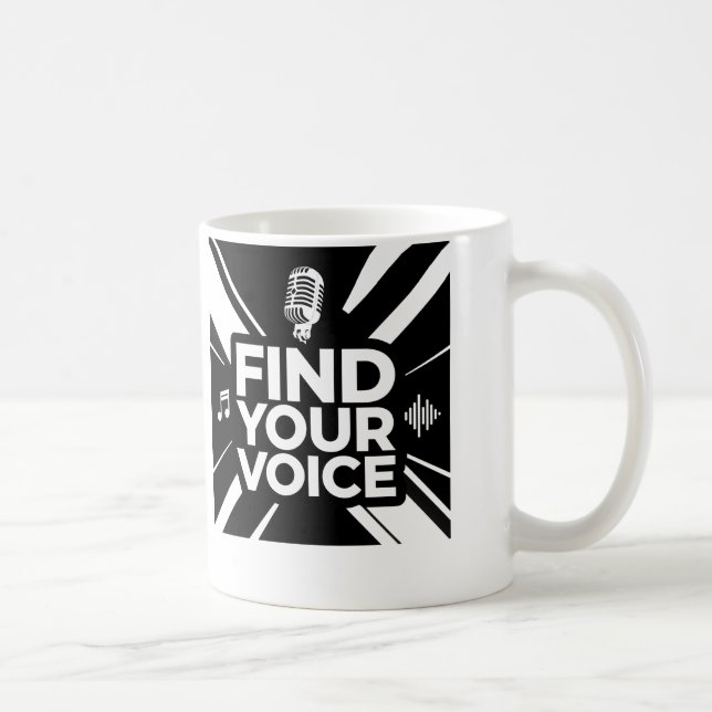 Caneca De Café Find Your Voice Microphone Podcast (Direita)