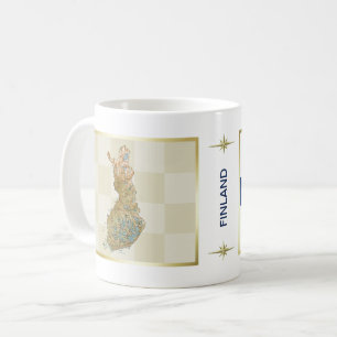 Caneca De Café Finlândia Sinalizador + Mug de Mapa