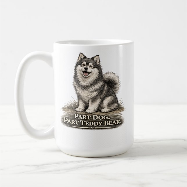 Caneca De Café Finnish Lapphund – Part Dog Part Teddy Bear (Esquerda)
