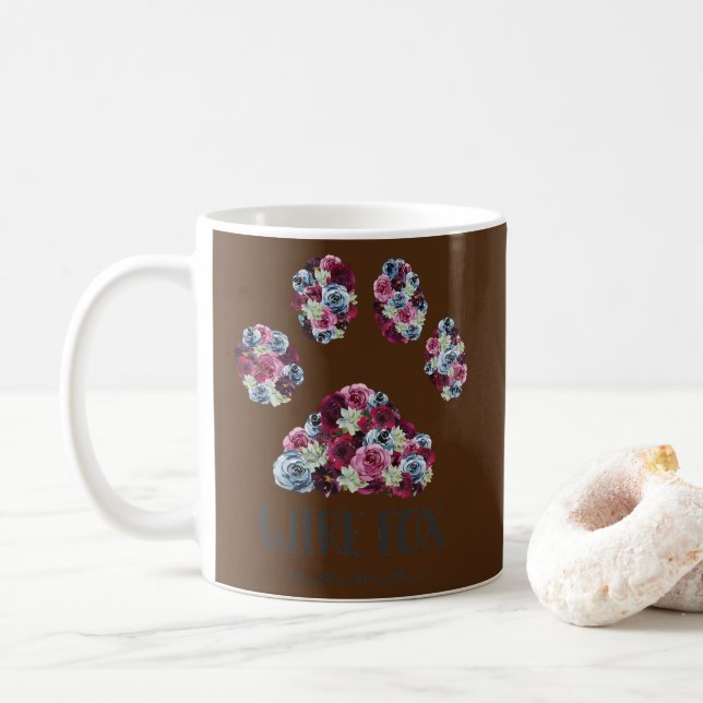 Caneca De Café Fio Fox Terrier Mama Cachorro Floral  (Com Donut)