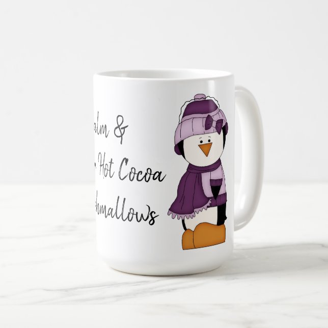 Caneca De Café Fique Calmo E Beba Seu Cacau Quente - Pinguim (Frente Esquerda)