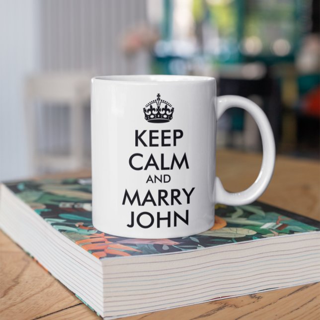 Caneca De Café Fique calmo e Casado John Mug (All the text is customizable.)