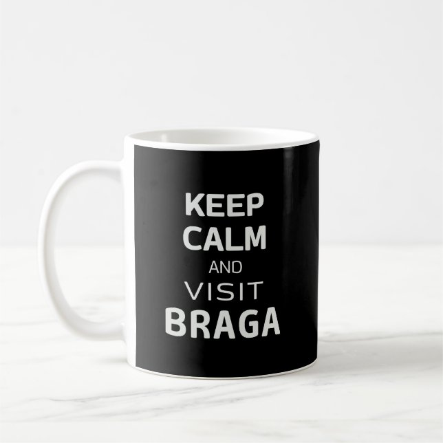 Caneca De Café Fique calmo e visite Braga (Esquerda)
