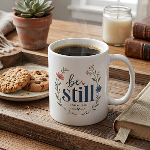 Caneca De Café Fique Calmo Salmo 46:10 Floral