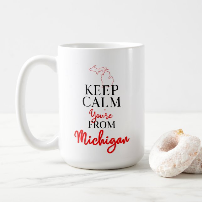 Caneca De Café Fique calmo Você é de Michigan (Com Donut)