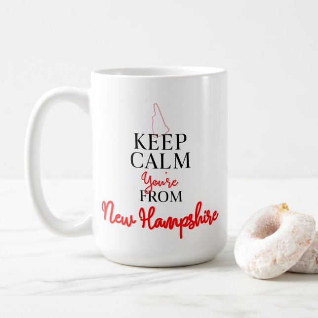 Caneca De Café Fique calmo Você é de New Hampshire (Com Donut)