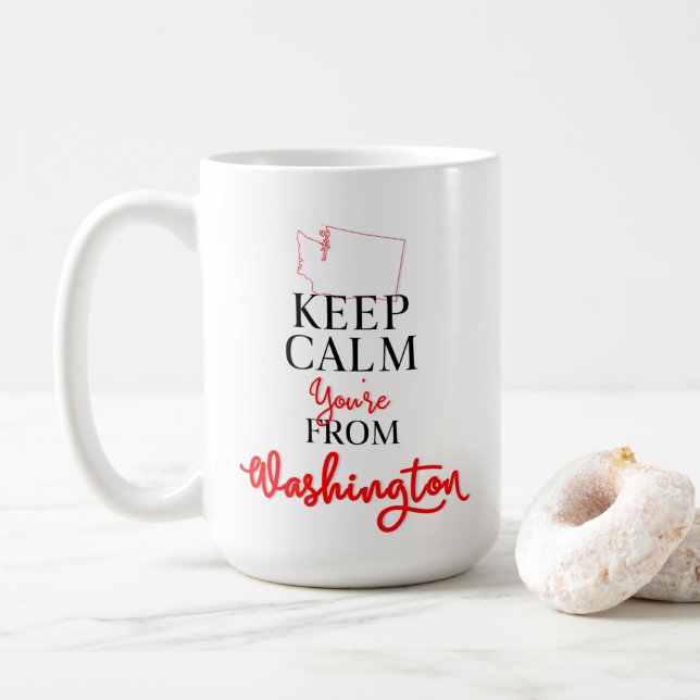 Caneca De Café Fique calmo Você é de Washington (Com Donut)