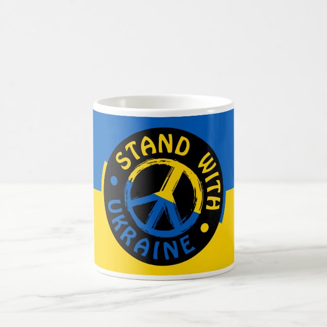 Caneca De Café Fique com a Ucrânia, símbolo de paz da Ucrânia (Centro)
