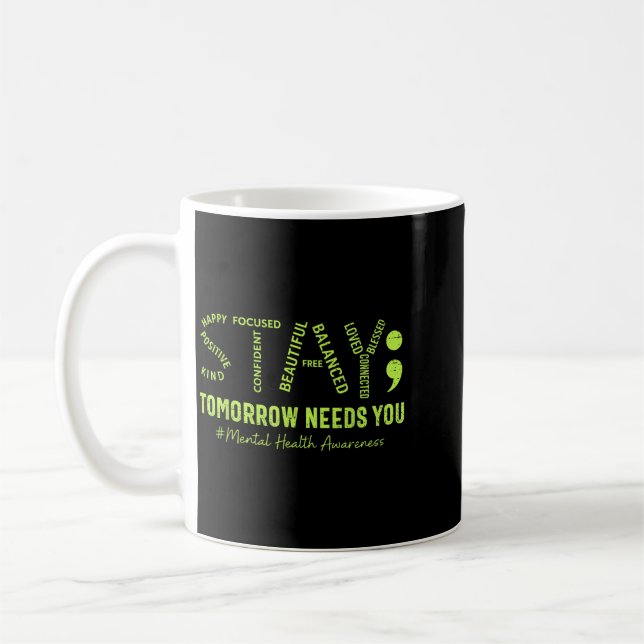 Caneca De Café Fique Consciente da Saúde Mental Doença Cerebral V (Esquerda)