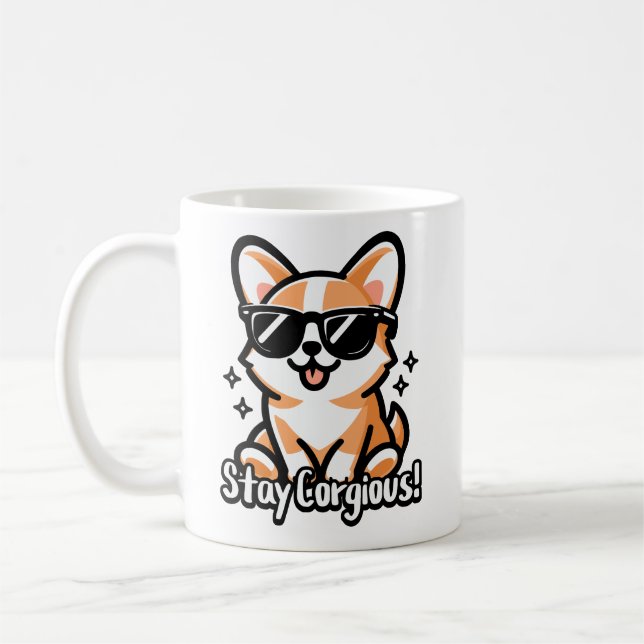 Caneca De Café Fique Corgioso! Cogri Cogri Cachri Pun (Esquerda)