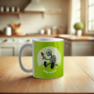 Caneca De Café Fique Curioso! Cartoon Robot E Borboleta
