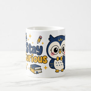 Caneca De Café Fique Curioso Designação de Coruja Kawaii Amante d