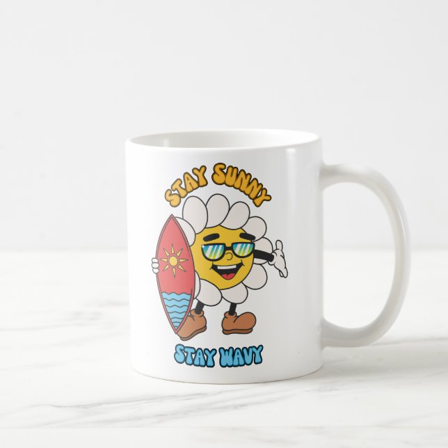 Caneca De Café Fique Ensolarado, Fique Ondulado (Direita)