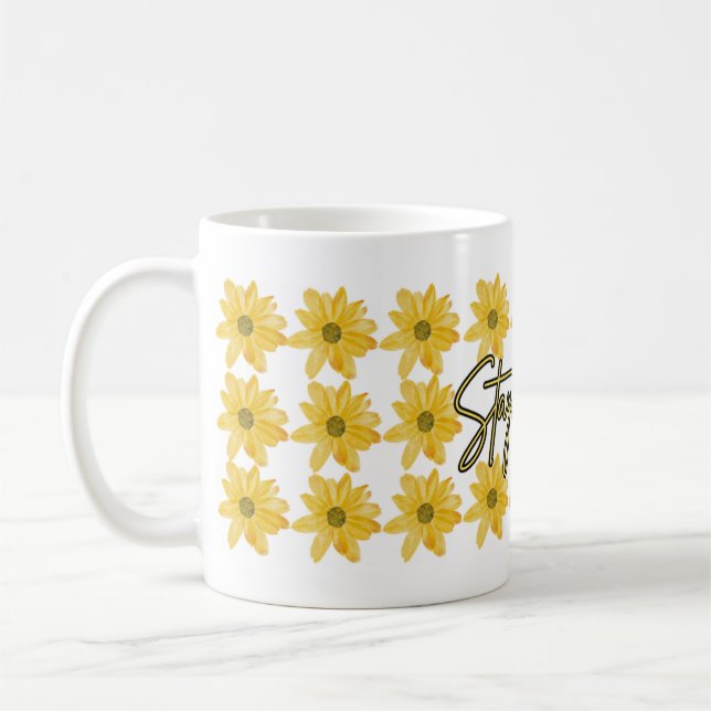 Caneca De Café Fique Feliz Flor Mug (Esquerda)