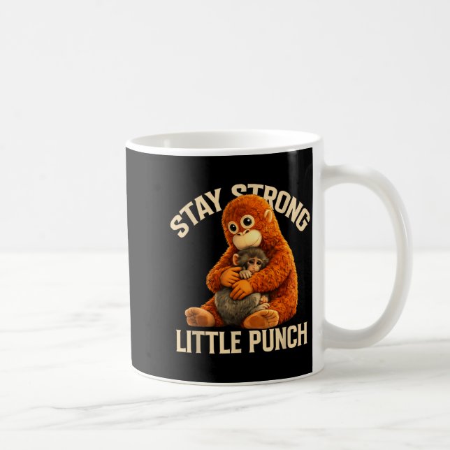 Caneca De Café Fique forte pequeno soco design de macaco fofo (Direita)
