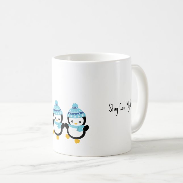 Caneca De Café Fique Fresco Meu Amigo Pinguins  (Frente Esquerda)