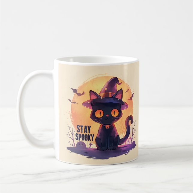 Caneca De Café Fique Louco - Gato de Lua de Abóbora (Esquerda)