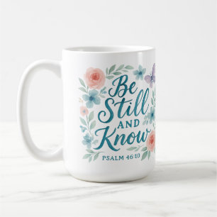 Caneca De Café Fique Parado e Conheça Azul Rosa Aquarela Floral 