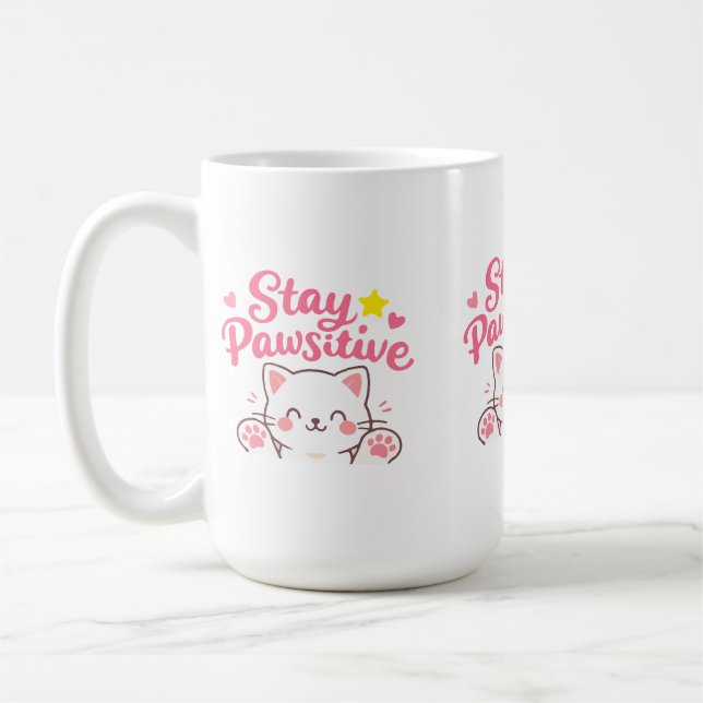 Caneca De Café Fique Pawsitivo – Design de Citação Motivacional d (Esquerda)